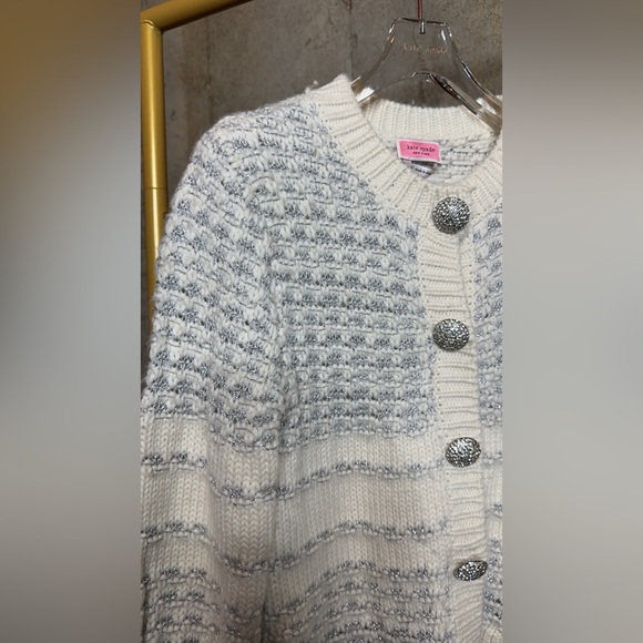 Kate Spade Jewel Button Textured Cardigan - Picture 3 of 9